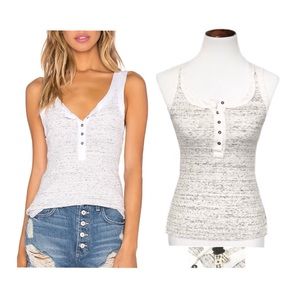 Free people heather gray button tank top